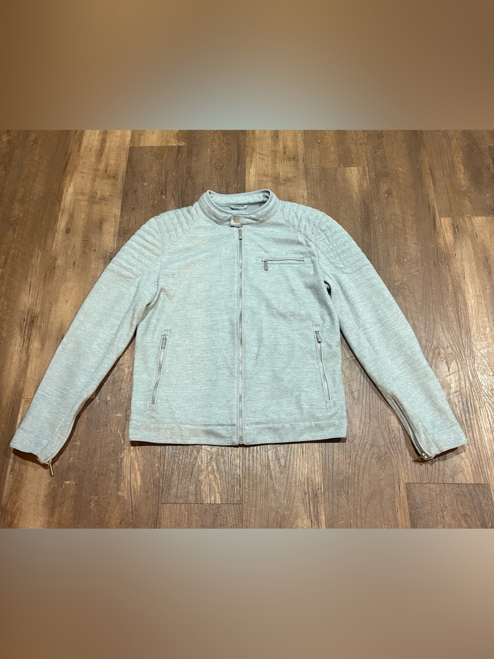 Zara Men's Biker Jacket Gray Size Medium